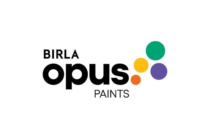 "Birla Opus Paints logo featuring bold black typography and colorful circular icons in green, yellow, orange, and purple on a white background"