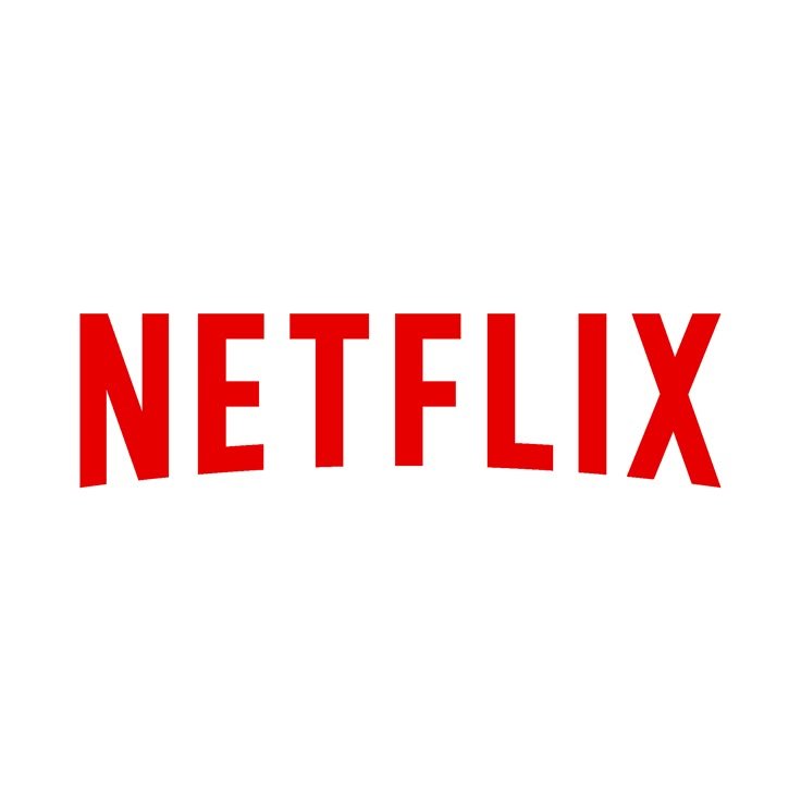 "Netflix logo with bold red uppercase text curved slightly on a white background"
