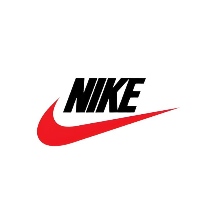 "Nike logo with bold black text and a red swoosh symbol"